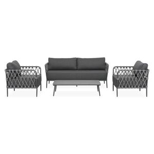 Set 2 fotolii, canapea si masuta, Marrakesh, aluminiu, gri/antracit imagine