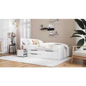 Pat dublu, 140x200 cm, Efetivo, Inter Link, lemn, alb imagine