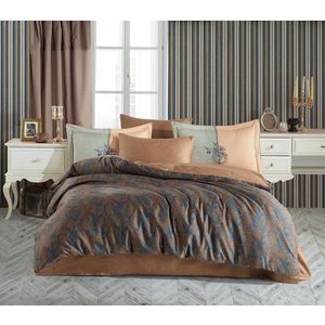 Lenjerie de pat dubla, L'essentiel Maison, Lotus, Bronz / Albastru imagine