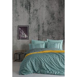 Lenjerie de pat dubla, L'essentiel Maison, Minimal, Albastru / Galben / Negru imagine