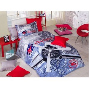 Lenjerie de pat pentru o persoana, L'essentiel Maison, Aliante, Roșu / Albastru / Alb / Gri imagine