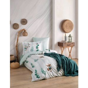 Lenjerie de pat pentru o persoana, L'essentiel Maison, Vicanze, Verde/Alb imagine