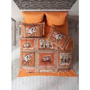 Lenjerie de pat dubla, L'essentiel Maison, Hermes, Portocaliu imagine