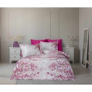 Lenjerie de pat dubla, L'essentiel Maison, Krista, Alb/Roz imagine