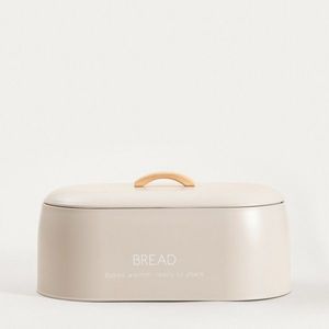 Cutie pentru paine Flora, Homla, 36x20x13 cm, metal/lemn, bej imagine