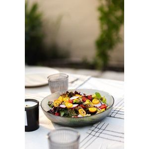 Set bol de salată din sticlă, Hermia, 127RKL1605, Bol mare pentru salată: 30 x 30 x 2, 3 cm (1 bucată), Fumuriu imagine