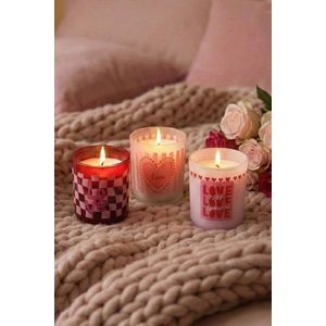 Set de lumanari, Love, Roșu / Roz / Alb imagine