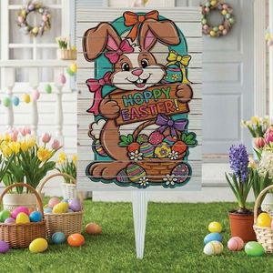 Semn de curte, Hoppy Easter Bunny, 38x58 cm, Multicolor imagine
