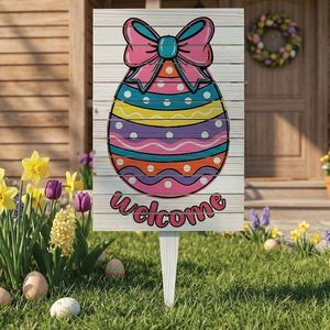 Semn de curte, Easter Welcome Egg, 38x58 cm, Multicolor imagine