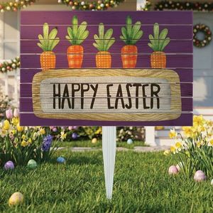 Semn de curte, Happy Easter Carrots, 58x38 cm, Multicolor imagine