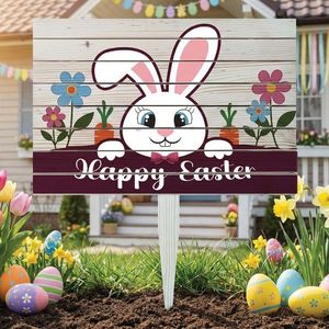 Semn de curte, Easter Greeting Bunny, 58x38 cm, Multicolor imagine