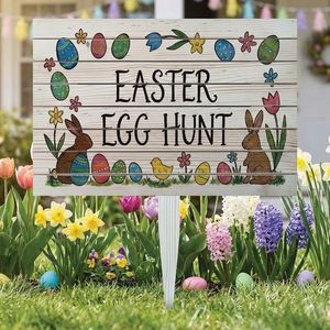 Semn de curte, Easter Egg Hunt, 58x38 cm, Multicolor imagine