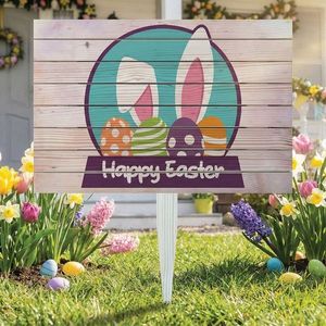Semn de curte, Happy Easter Badge, 58x38 cm, Multicolor imagine