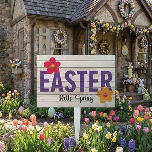 Semn de curte, Floral Easter, 58x38 cm, Multicolor imagine