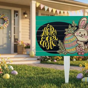 Semn de curte, Baby Bunny Easter, 58x38 cm, Multicolor imagine