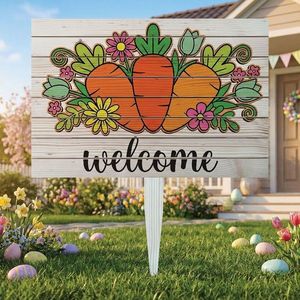 Semn de curte, Carrots & Blooms, 58x38 cm, Multicolor imagine