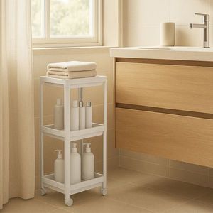 Raft multifuncțional din plastic, 242343, 36x23x71 cm, Alb imagine