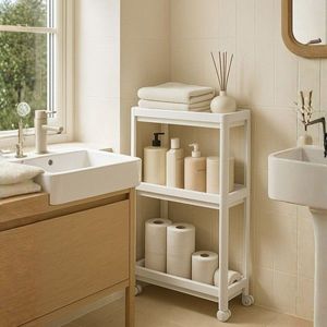 Raft multifuncțional din plastic, 242347, 54x18x102 cm, Alb imagine