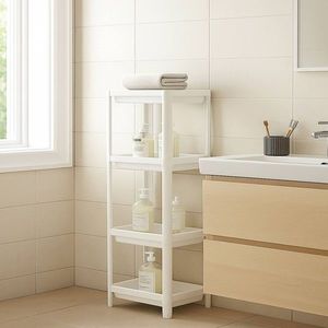 Raft multifuncțional din plastic, 242350, 36x23x102 cm, Alb imagine