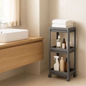 Raft multifuncțional din plastic, 242342, 36x23x71 cm, Gri imagine