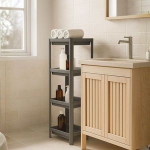 Raft multifuncțional din plastic, 242349, 36x23x102 cm, Gri imagine