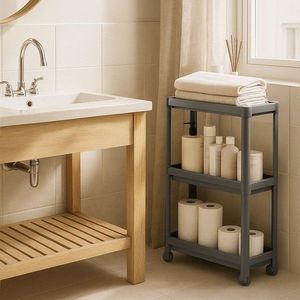 Raft multifuncțional din plastic, 242345, 54x18x102 cm, Gri imagine