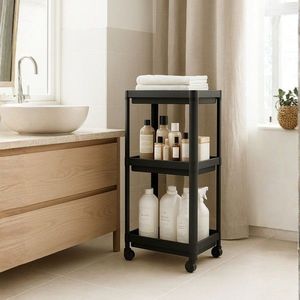 Raft multifuncțional din plastic, 242344, 36x23x71 cm, Negru imagine