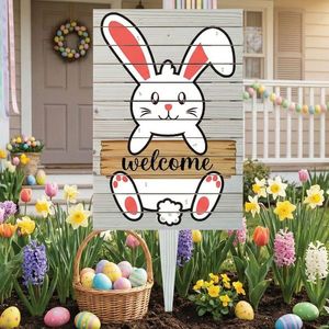 Semn de curte, White Rabbit, 38x58 cm, Multicolor imagine