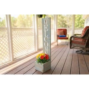 Ghiveci decorativ de grădină, Huhu656, 22x100x18 cm, Gri plutitor imagine