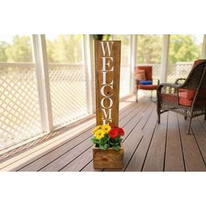 Ghiveci decorativ de grădină, Huhu656, 22x100x18 cm, Maro inchis imagine