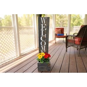 Ghiveci decorativ de grădină, Huhu656, 22x100x18 cm, Negru abanos imagine