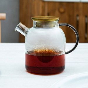 Ceainic Kubbe, Homla, 1.8 L, sticla/inox, negru/auriu imagine