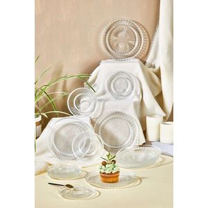 Set pahare pentru ceai, Hermia, 337GLZ1135, Farfurie: 12 x 12 cm (6 bucăți), Transparent imagine