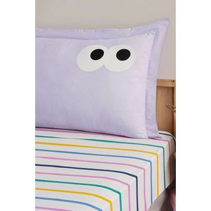 Set de pat pentru o persoana (cearceaf cu elastic si perna) 2 piese, L'essentiel Maison, Funny Cizgili, Lila imagine