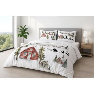 Lenjerie de pat pentru o persoana (FR), 2 piese, L'essentiel Maison, Chalet, Bumbac;Poliester, Alb / Roșu / Verde / Maro imagine