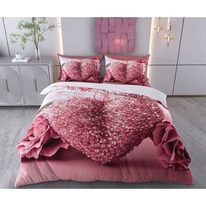 Lenjerie de pat pentru o persoana (FR), 2 piese, L'essentiel Maison, Dream, Bumbac;Poliester, Trandafir praf / Alb imagine