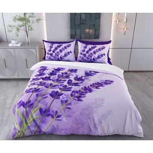 Lenjerie de pat pentru o persoana (FR), 2 piese, L'essentiel Maison, Lamia, Bumbac;Poliester, Mov / Liliac / Alb imagine