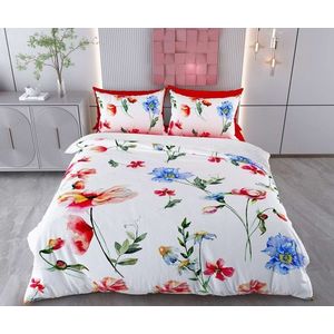 Lenjerie de pat pentru o persoana (DE), 2 piese, L'essentiel Maison, Floser, Bumbac;Poliester, Alb / Roșu / Verde / Albastru imagine