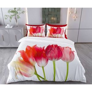 Lenjerie de pat pentru o persoana (DE), 2 piese, L'essentiel Maison, Kital, Bumbac;Poliester, Alb / Roșu / Portocaliu / Roz / Verde imagine