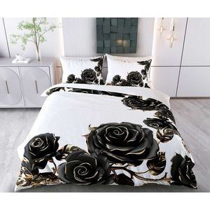 Lenjerie de pat pentru o persoana Single XXL (DE), 2 piese, L'essentiel Maison, Alone, Bumbac;Poliester, Alb/Negru imagine