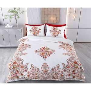 Lenjerie de pat pentru o persoana Single XXL (DE), 2 piese, L'essentiel Maison, Marif, Bumbac;Poliester, Alb / Roșu / Portocaliu / Verde imagine