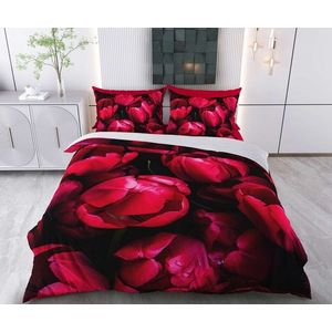 Lenjerie de pat pentru o persoana Single XXL (DE), 2 piese, L'essentiel Maison, Pigane, Bumbac;Poliester, Roșu/Negru imagine