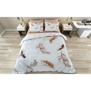 Lenjerie de pat pentru o persoana Single XXL (DE), 2 piese, L'essentiel Maison, Sare, Bumbac;Poliester, Alb/Maro imagine