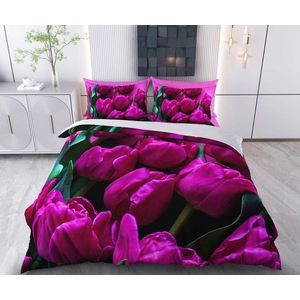 Lenjerie de pat pentru o persoana Single XXL (DE), 2 piese, L'essentiel Maison, Seren, Bumbac;Poliester, Mov/Verde imagine