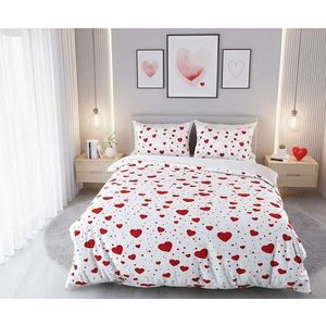 Lenjerie de pat pentru o persoana Single XXL (DE), 2 piese, L'essentiel Maison, Serita, Bumbac;Poliester, Alb/Rosu imagine