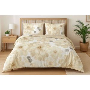 Lenjerie de pat pentru o persoana Single XXL (DE), 2 piese, L'essentiel Maison, Solea, Bumbac;Poliester, Crem / Bej / Gri imagine