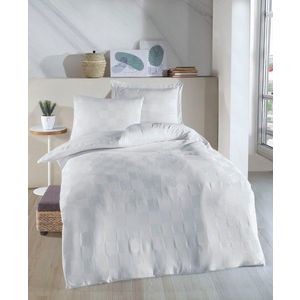 Lenjerie de pat pentru o persoana Single XXL (DE), 2 piese, L'essentiel Maison, Kareli Saten, Alb imagine