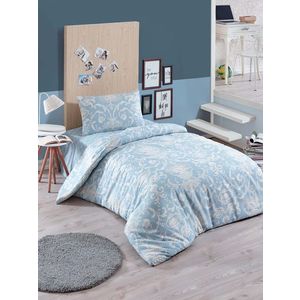 Lenjerie de pat pentru o persoana (FR), 2 piese, L'essentiel Maison, Tuval, Albastru / Crem imagine