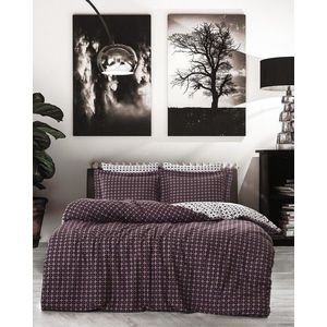 Lenjerie de pat dubla Super King (EU) (IT), L'essentiel Maison, Camicia, Maroon / White imagine