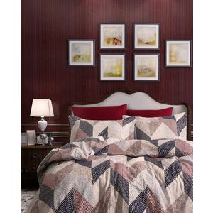 Lenjerie de pat pentru o persoana (EU) (IT), L'essentiel Maison, Anatoli, Cream / Brown / Beige imagine